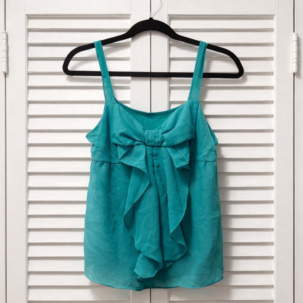 LC Lauren Conrad • Teal Chiffon Bow Front Camisole Tank Top